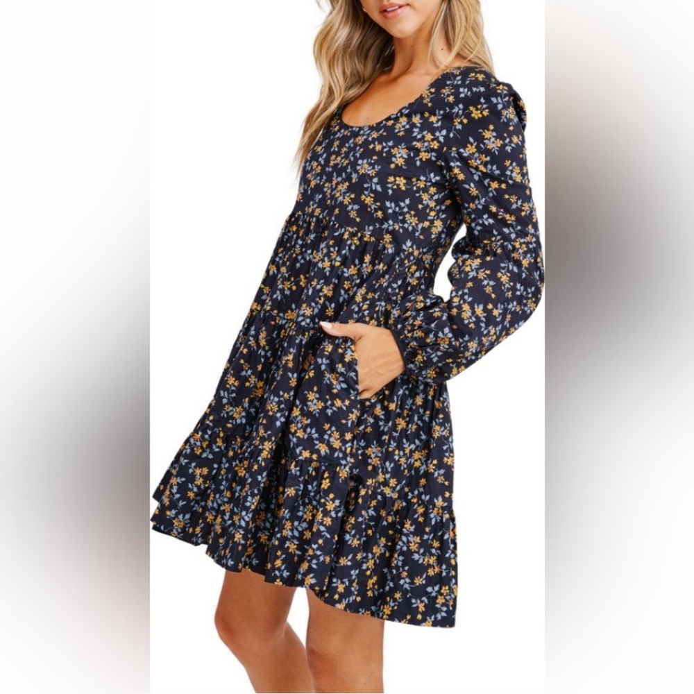 En Saison Floral Long Sleeve Mini Dress